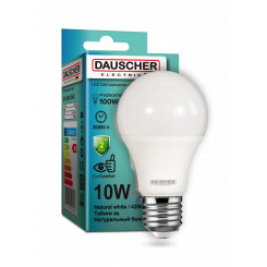 Лампа LED A60 10W  E27 4200К 90lm/w  (DAUSCHER)
