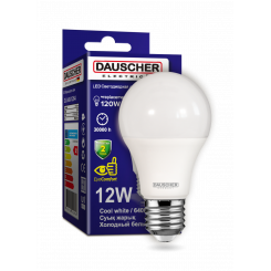 Лампа LED A60 12W  E27 6400К 90lm/w (DAUSCHER)