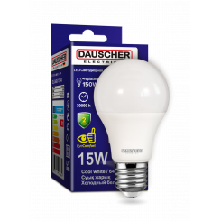 Лампа LED A60 15W  E27 6400К 90lm/w (DAUSCHER)