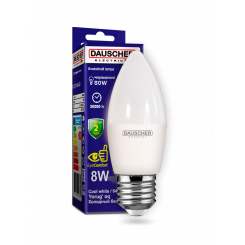 Лампа LED C35 8W    E27 6400K 90lm/w (DAUSCHER)