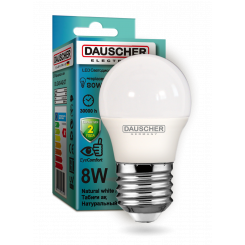Лампа LED G45 8W    E27 4200K 90lm/w (DAUSCHER)